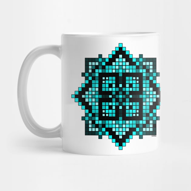 teal pixelated mandala by DARNA